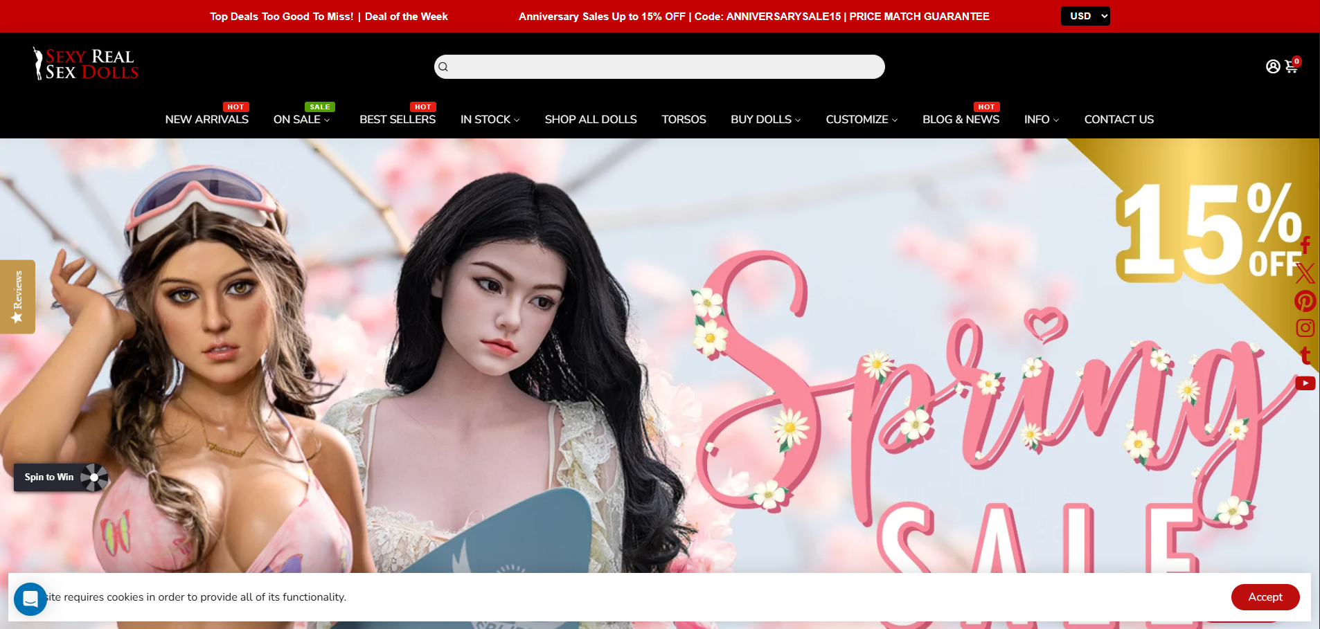 Sexy Real Sex Dolls homepage (sexyrealsexdolls.com) - independent vendor review and score