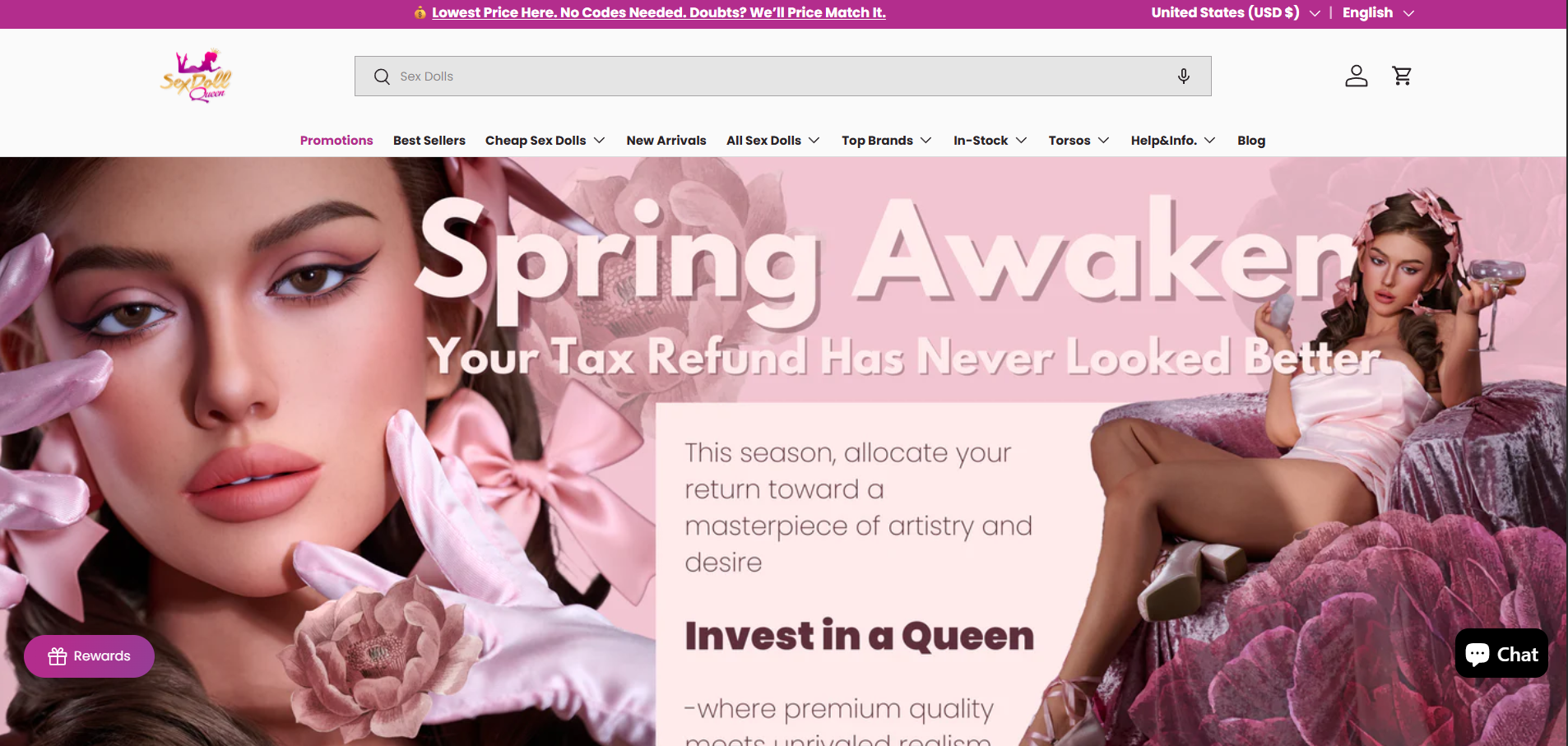 Sexdollqueen homepage (sexdollqueen.com) - independent vendor review and score