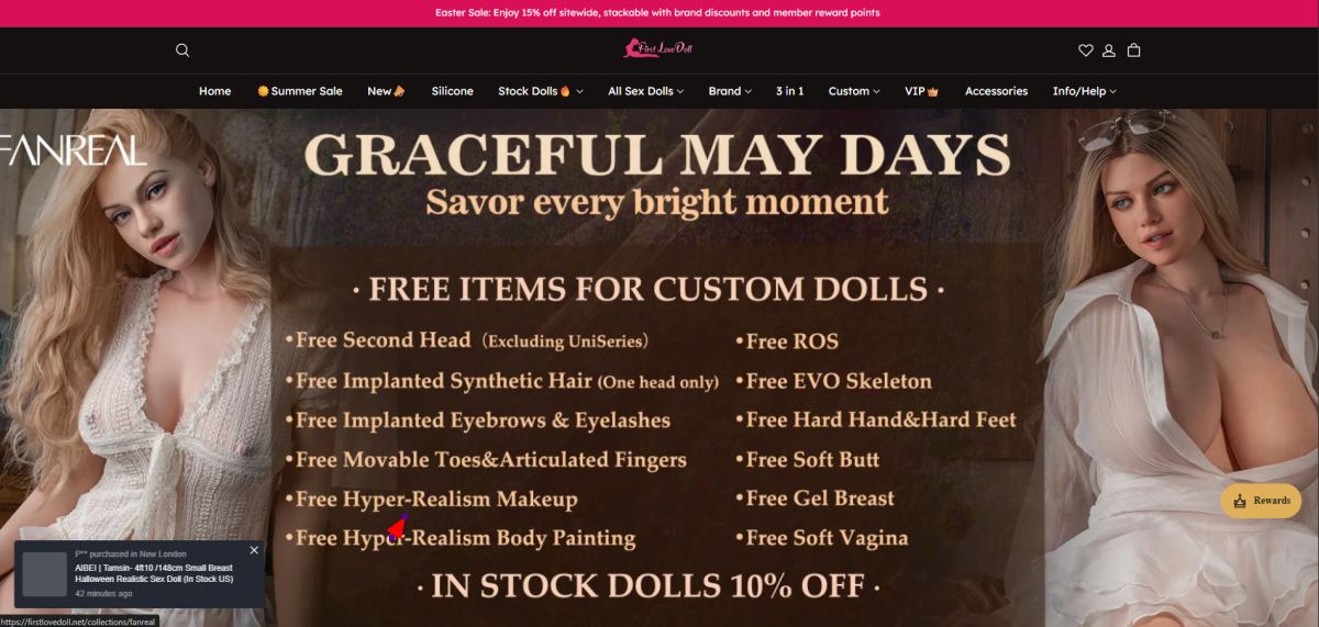 Firstlovedoll homepage (firstlovedoll.net) - independent vendor review and score
