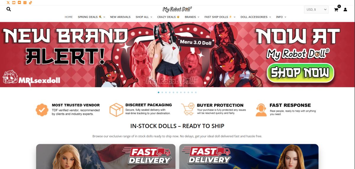 My Robot Doll homepage (myrobotdoll.com) - independent vendor review and score