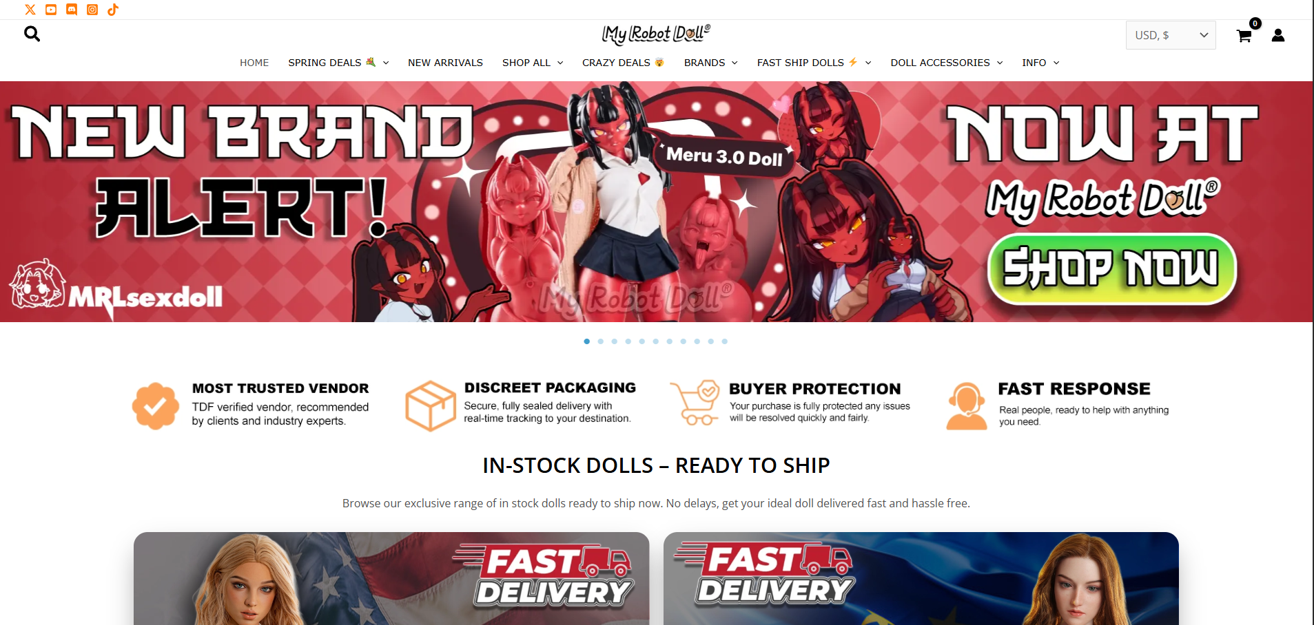 My Robot Doll homepage (myrobotdoll.com) - independent vendor review and score