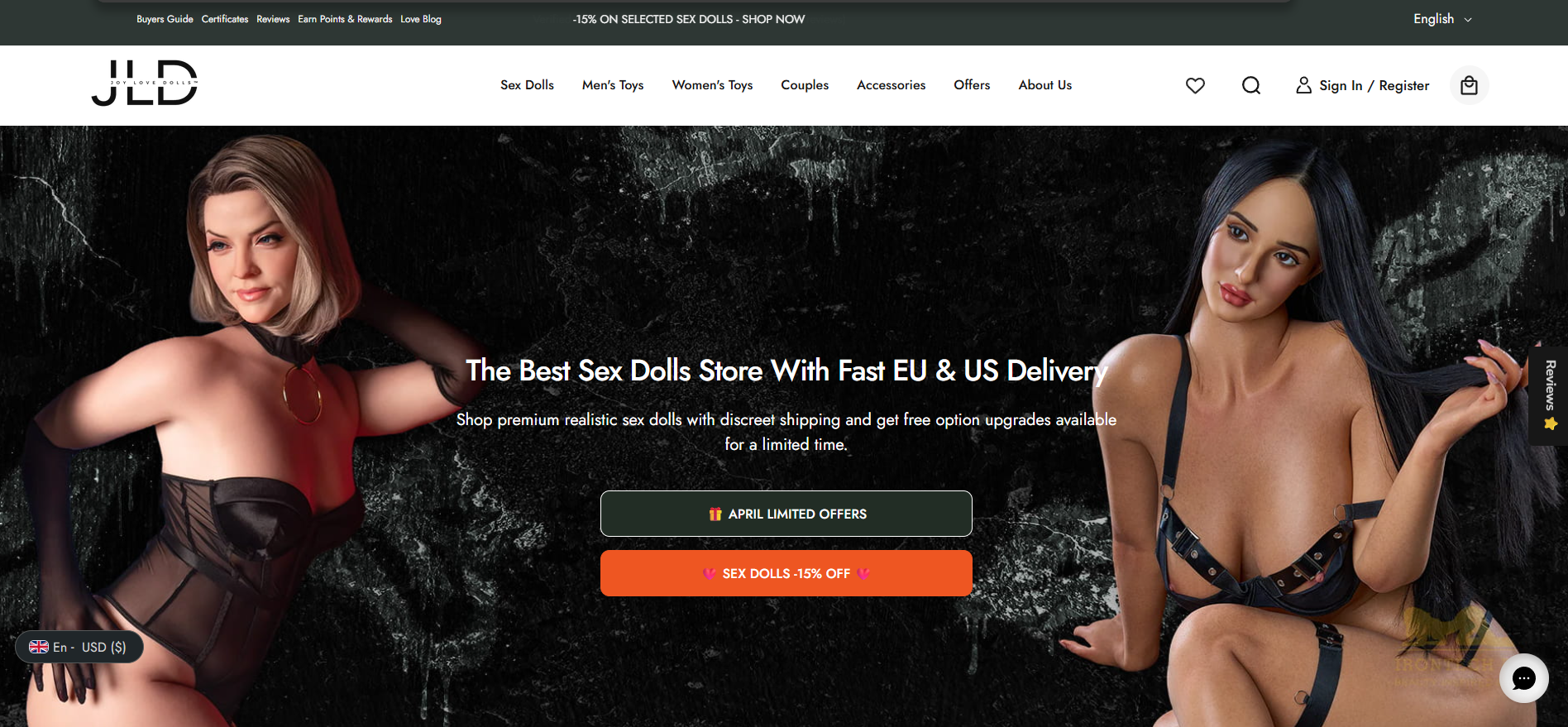 JoyLoveDoll homepage (joylovedolls.com) - independent vendor review and score
