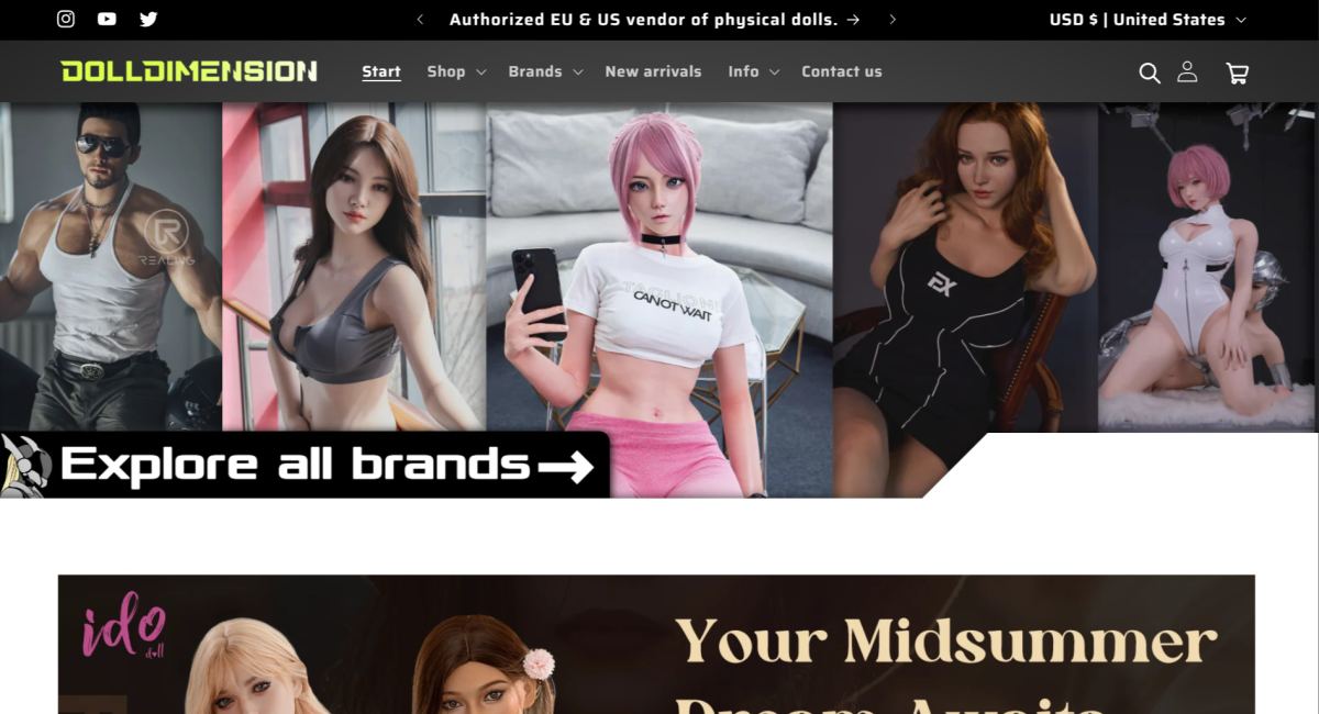 Doll Dimension homepage (dolldimension.com) - independent vendor review and score