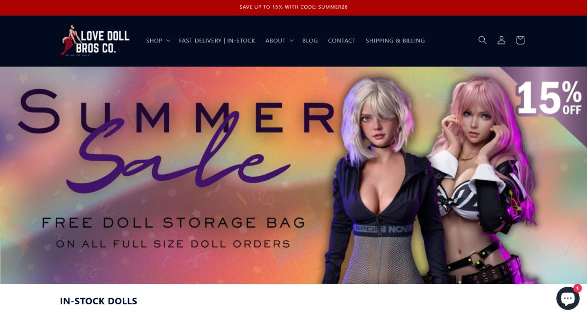 Love Doll Bros homepage (lovedollbros.com) - independent vendor review and score