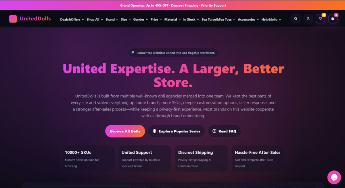 United Dolls homepage (uniteddolls.com) - independent vendor review and score