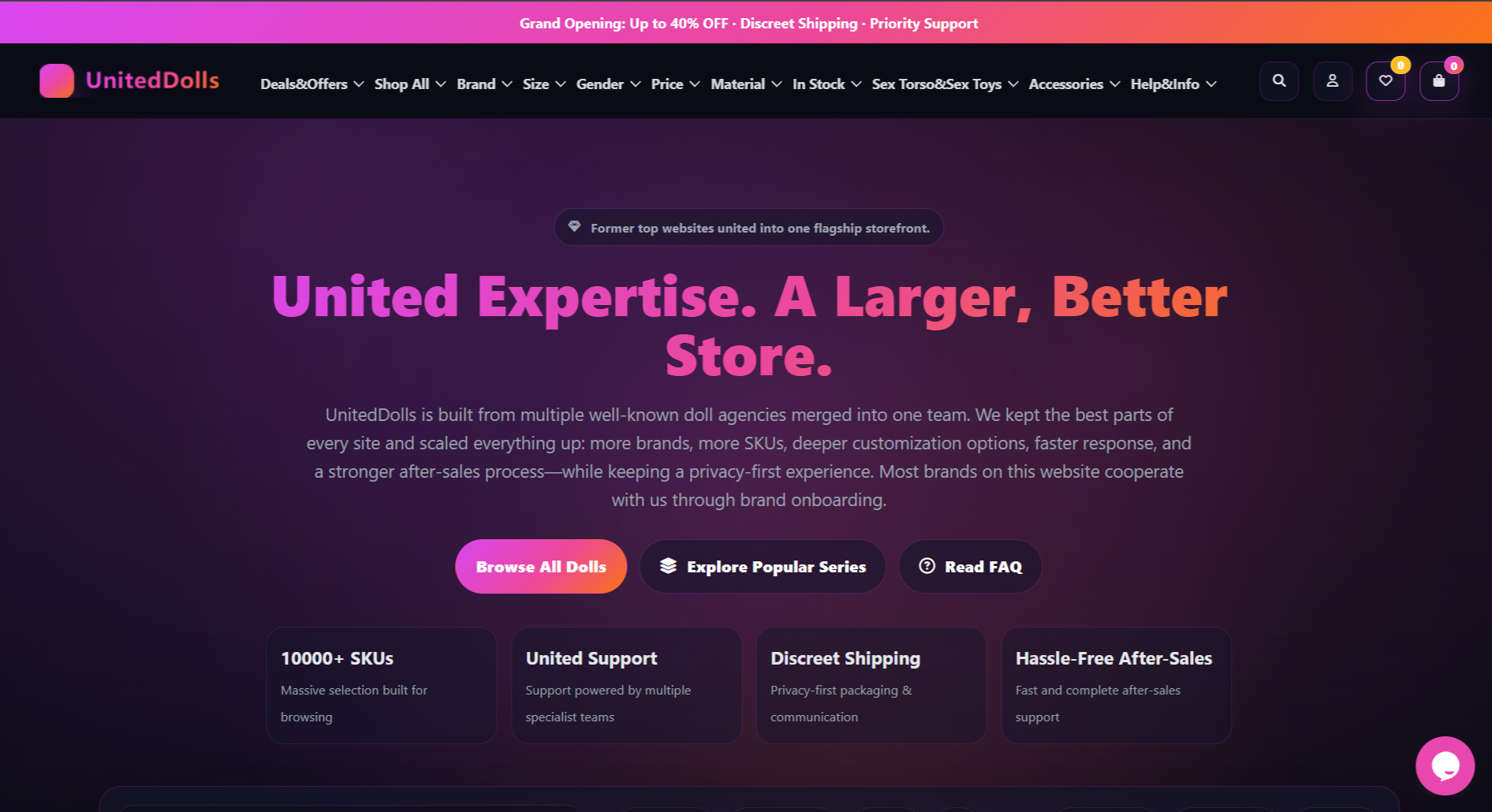United Dolls homepage (uniteddolls.com) - independent vendor review and score