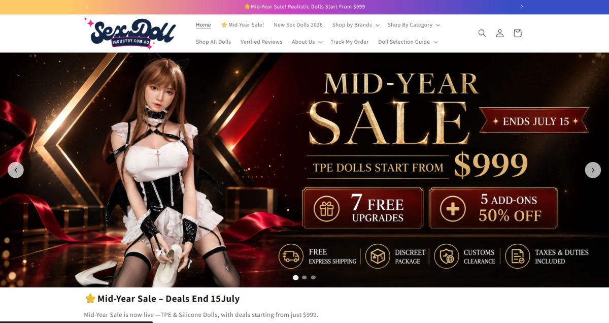 Sexdoll Industry homepage (sexdollindustry.com.au) - independent vendor review and score