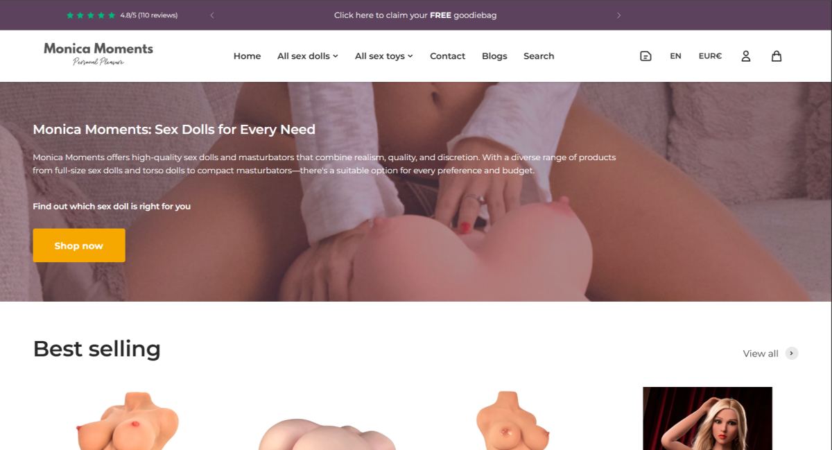Monica Moments Dolls homepage (monicamomentsdolls.com) - independent vendor review and score