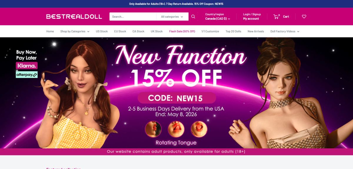 BestRealDoll homepage (bestrealdoll.com) - independent vendor review and score
