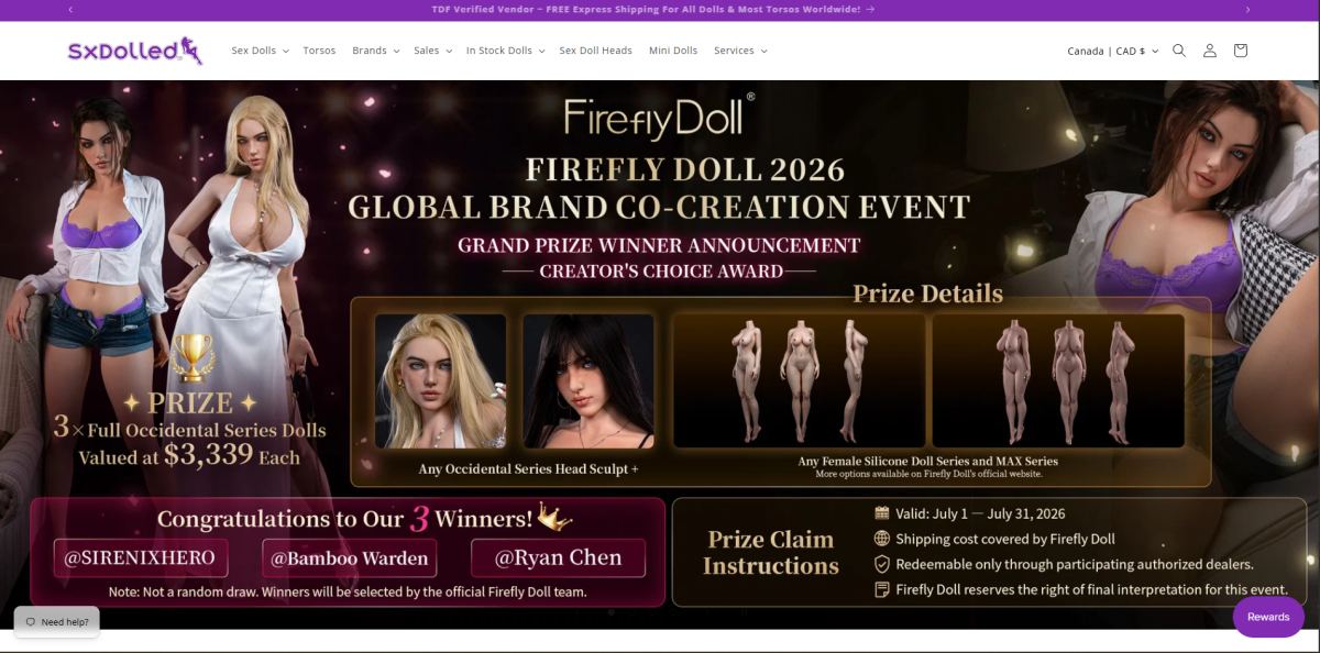 SX Dolled homepage (sxdolled.com) - independent vendor review and score