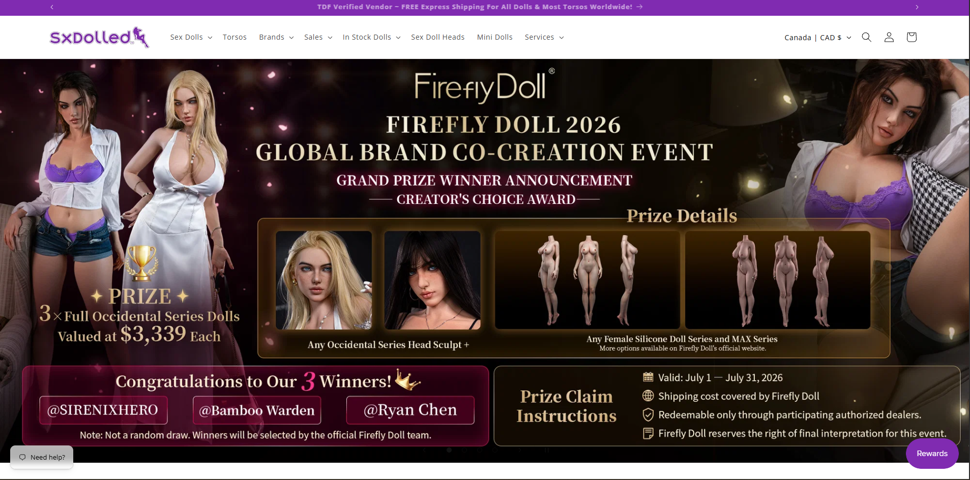 SX Dolled homepage (sxdolled.com) - independent vendor review and score