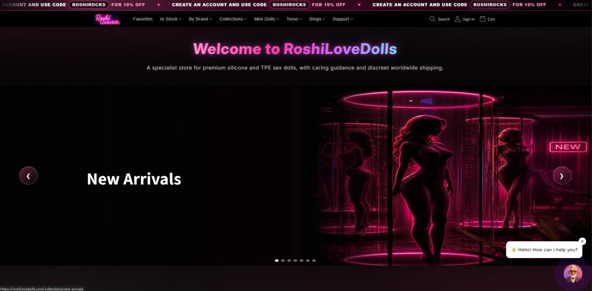 Roshi Love Dolls homepage (roshilovedolls.com) - independent vendor review and score