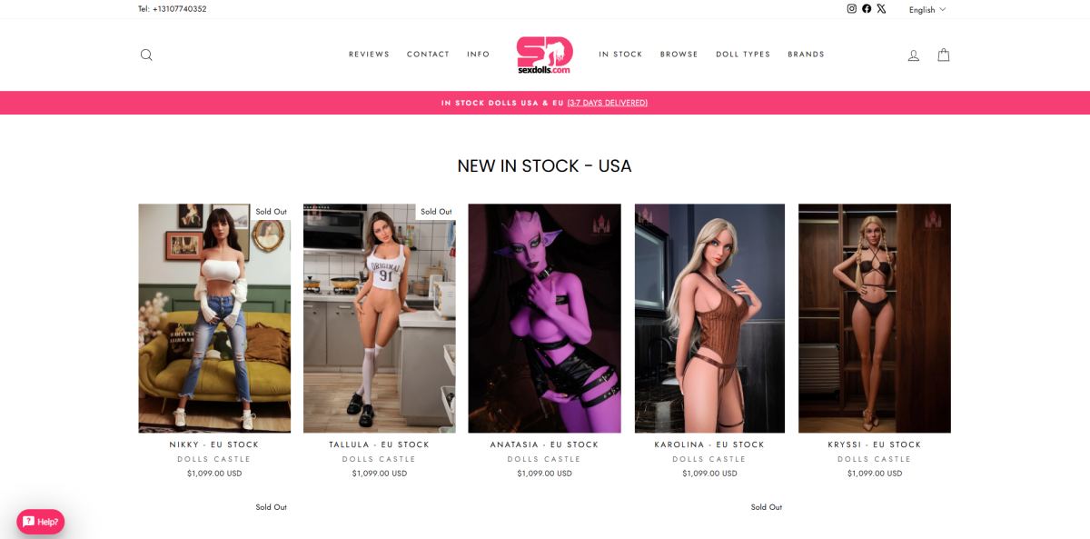 SexDolls.Com homepage (sexdolls.com) - independent vendor review and score